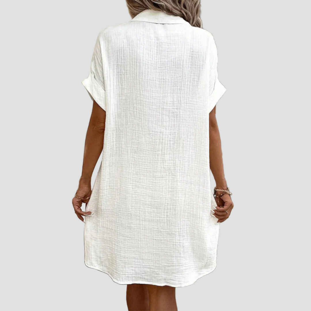 Zomerse midi party blousejurk met knopen en zakken