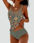Stylish shaping women's tankini with boho pattern