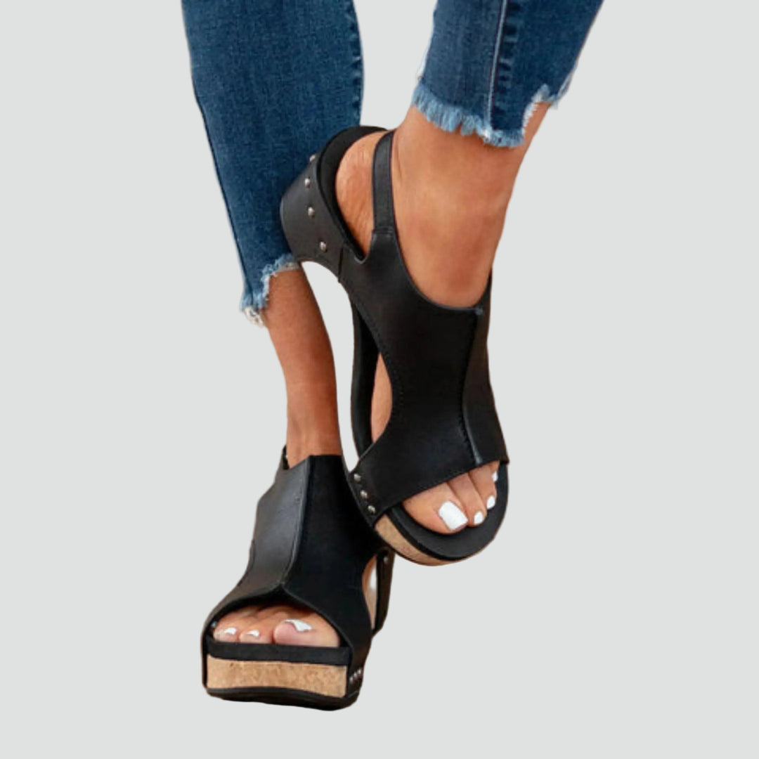Orthopedic wedge sandals with open toes