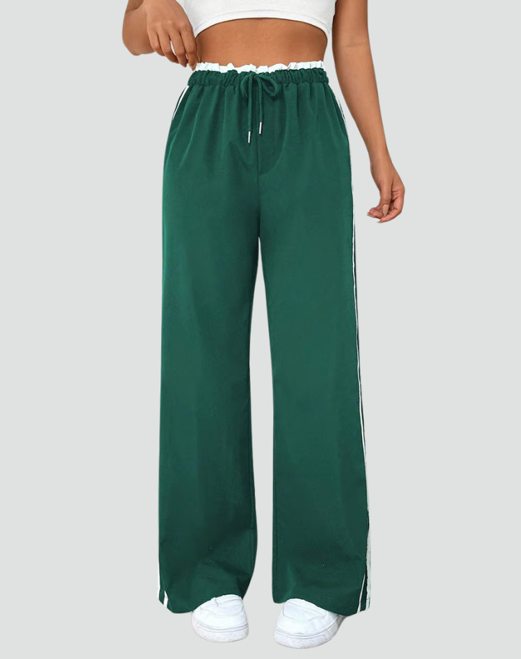 Pantalon de survêtement large pour femme avec bandes latérales