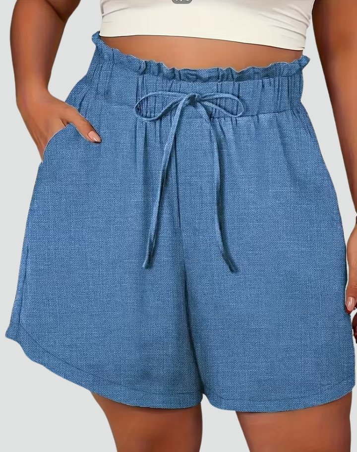 Linen wrap skirt shorts with tie for summer