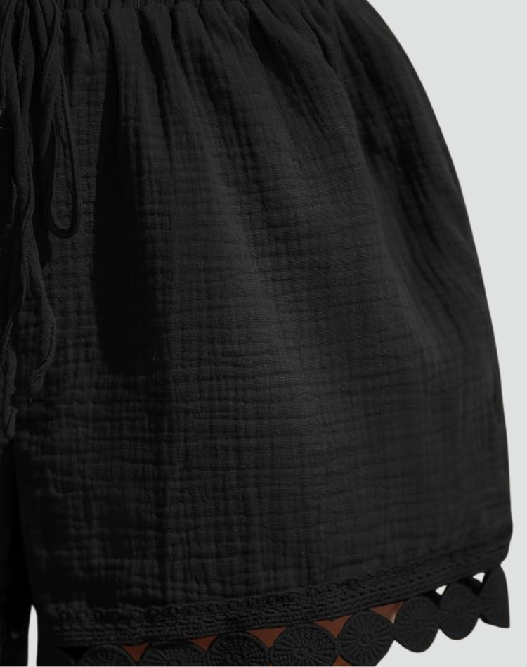 Zomerse elegante shorts met ruches en strik in de taille