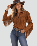 Top à bretelles avec franges dans un style jean
