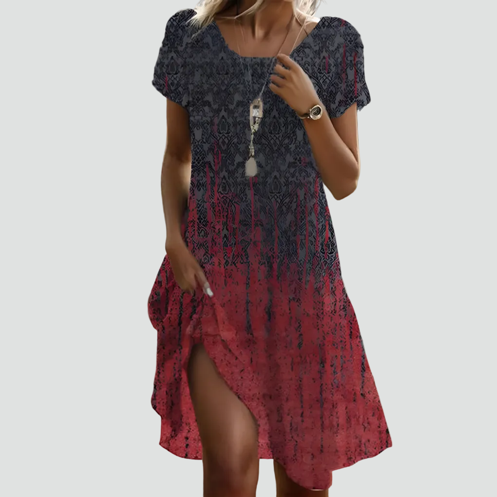 Robe midi fluide à pois avec une coupe décontractée