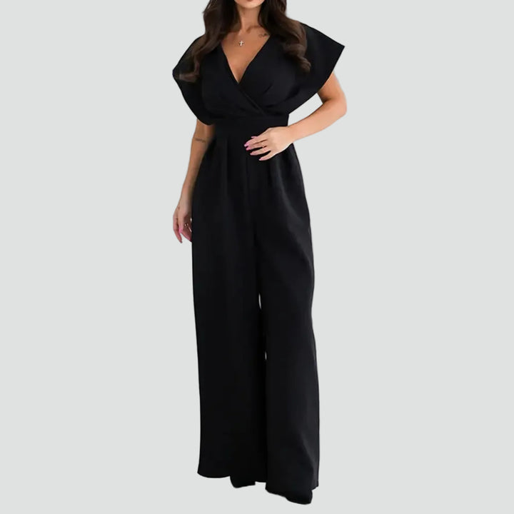 Women's jumpsuit with a wrap neckline and wide legs