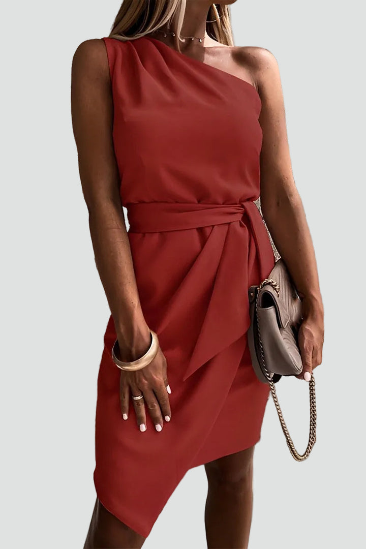 Elegant women's one-shoulder mini party dress