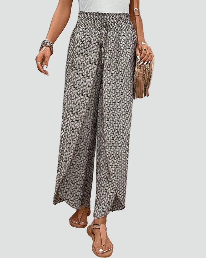 Patterned summer pants with wide legs