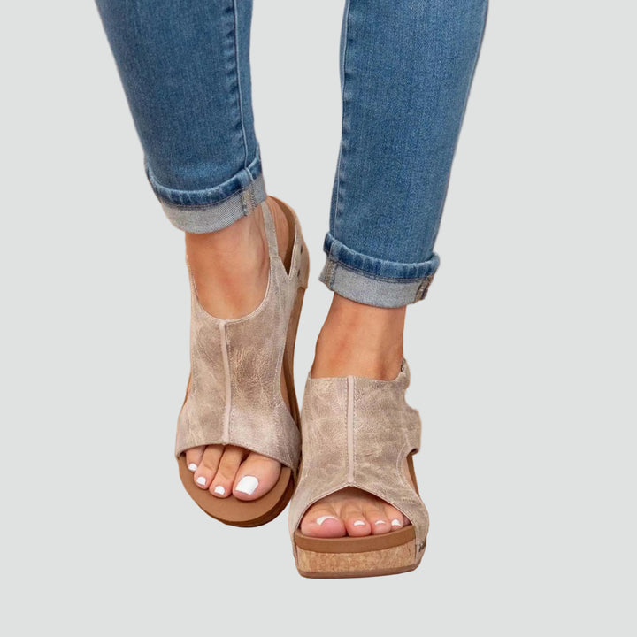 Orthopedic wedge sandals with open toes