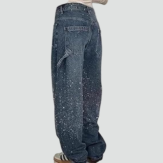 Jeansy z wysokim stanem z brokatowym efektem dla kobiet