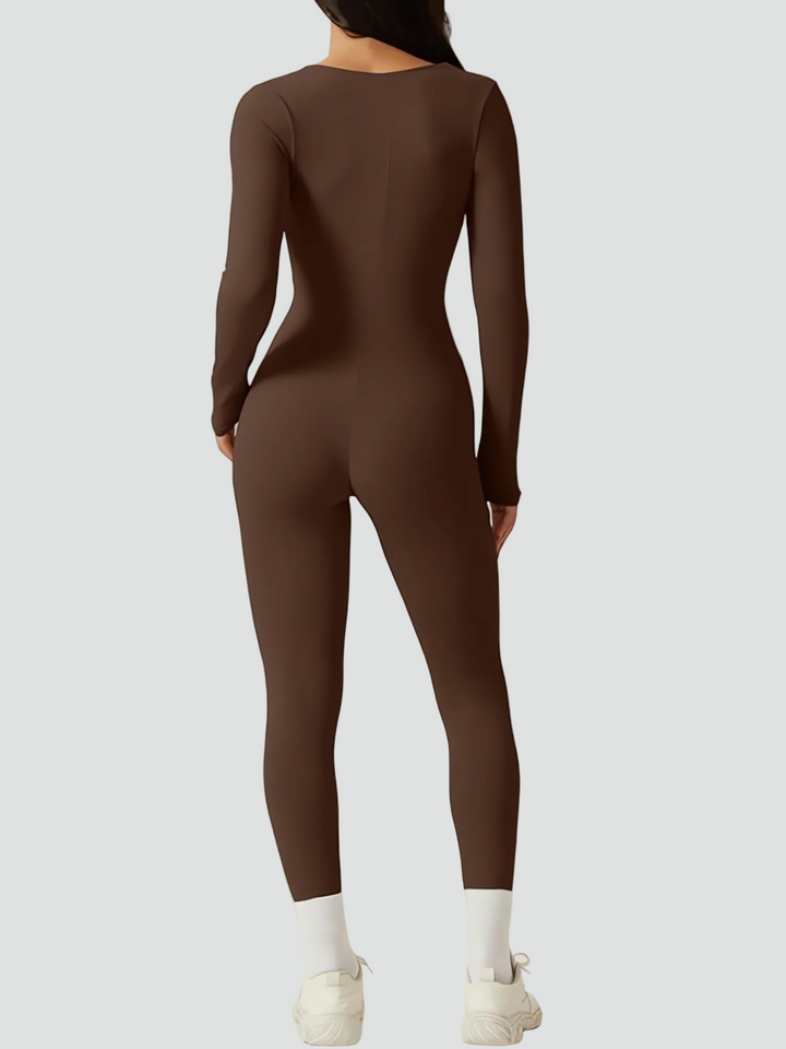 Elegancki kombinezon damski bodycon z długim rękawem