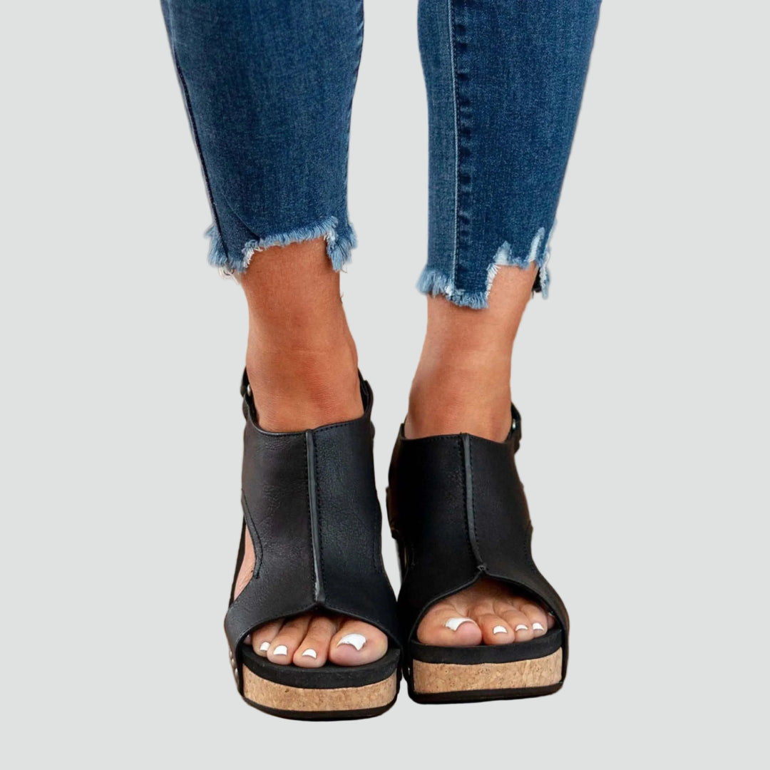 Orthopedic wedge sandals with open toes