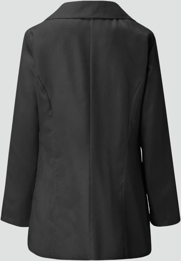 Elegancka długa marynarka damska z klasycznymi klapami