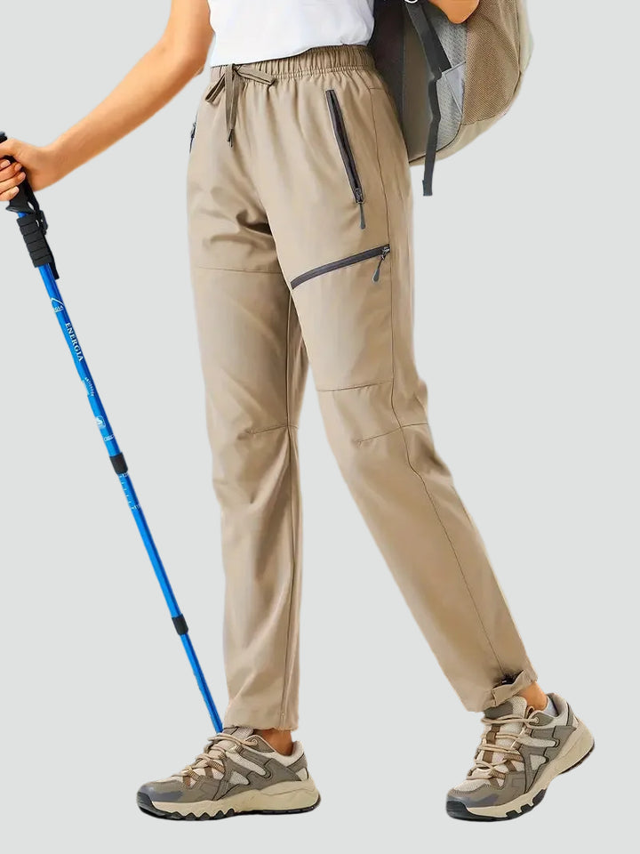 Damskie sportowe spodnie trekkingowe z kieszeniami na zamek