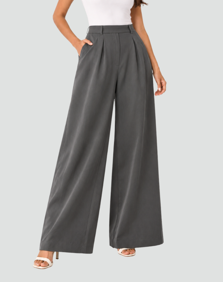 Elegante palazzo broek met hoge taille en brede pijpen