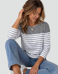 Women's soft striped sweater with classic cut