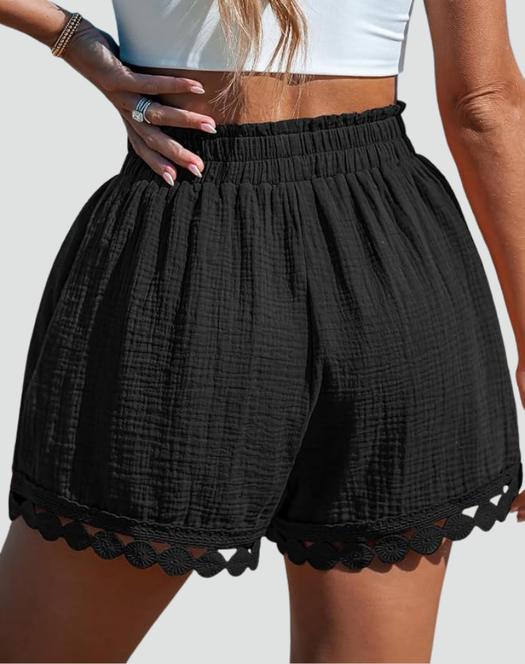 Zomerse elegante shorts met ruches en strik in de taille