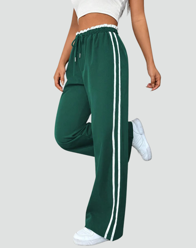 Pantalon de survêtement large pour femme avec bandes latérales
