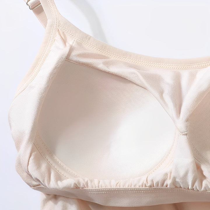 Wygodna damska bluzka na ramiączkach z wbudowanym biustonoszem