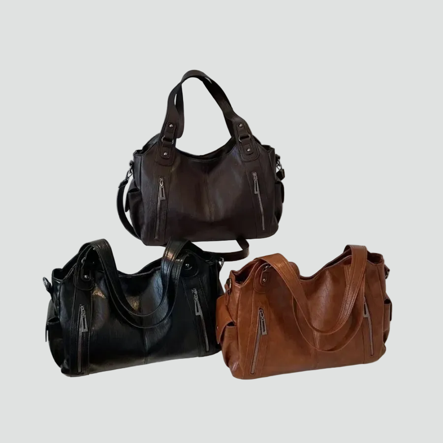 Women's spacious shoulder bag with leather look