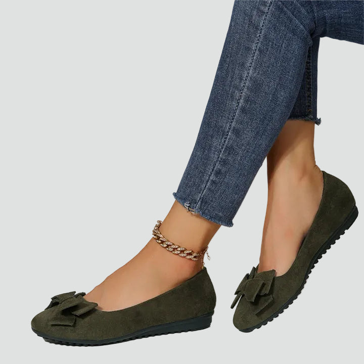Women's comfortable ballet flats with bow for daily wear