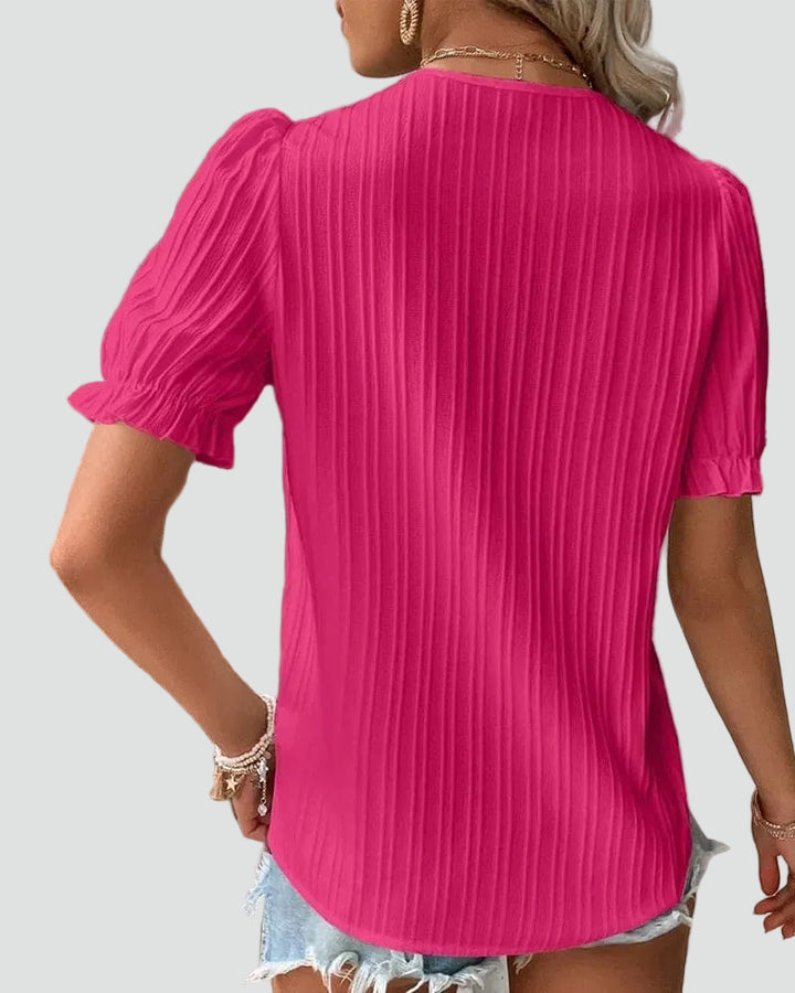 Elegant women's blouse with lace and V-neckline