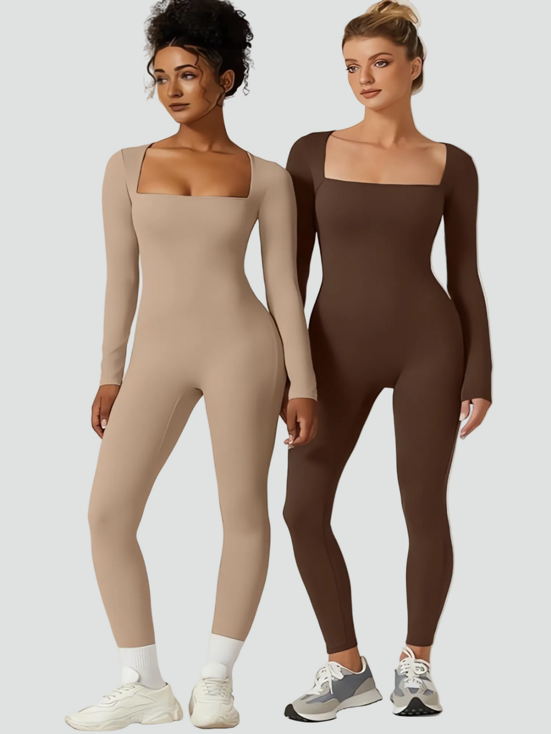 Elegancki kombinezon damski bodycon z długim rękawem