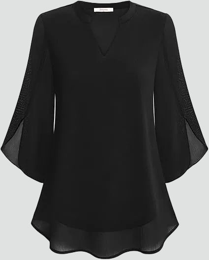 Elegancka bluzka damska z dekoltem V i rękawem 3/4