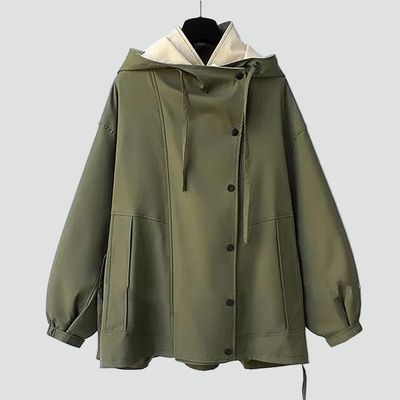 Damska kurtka parka przejściowa z dużym kołnierzem
