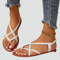Flat women's braided sandals for summer with ankle strap