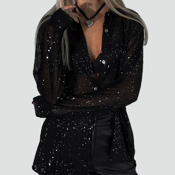 Sequin loose-fit party blouse for women