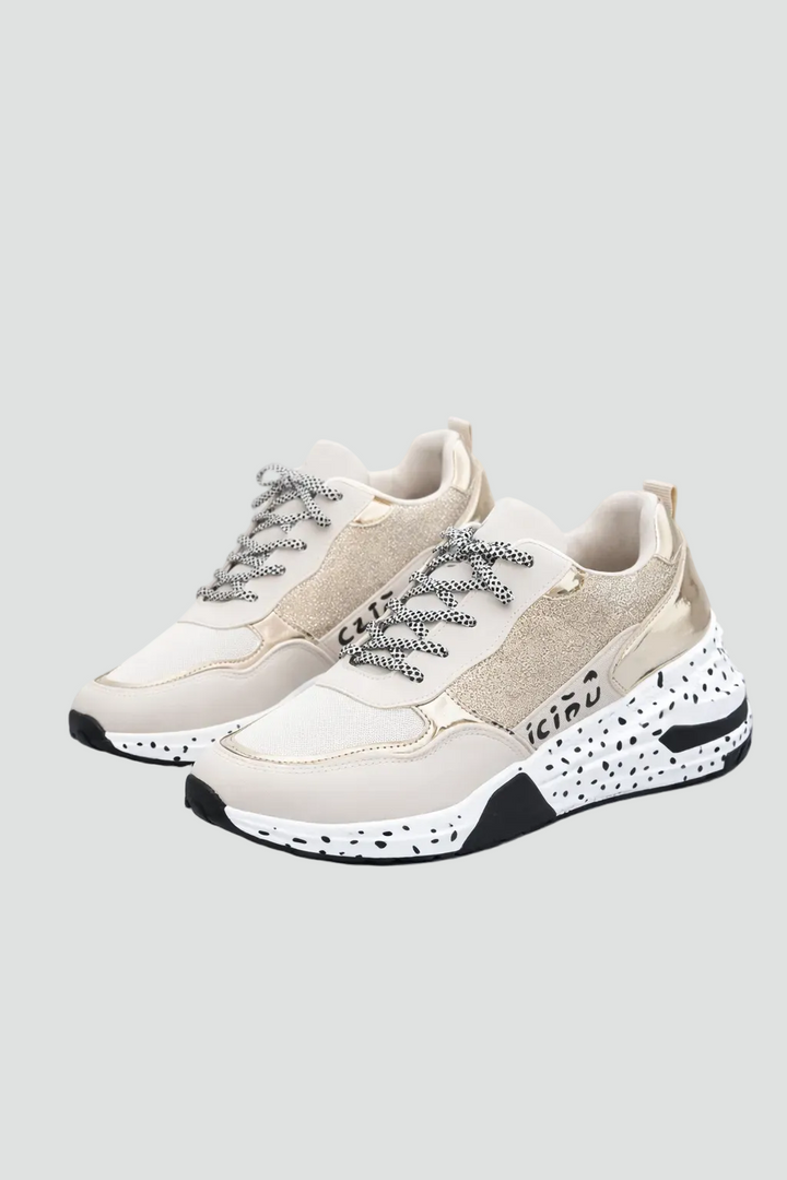 Damskie sportowe sneakersy casual na grubej nakrapianej podeszwie