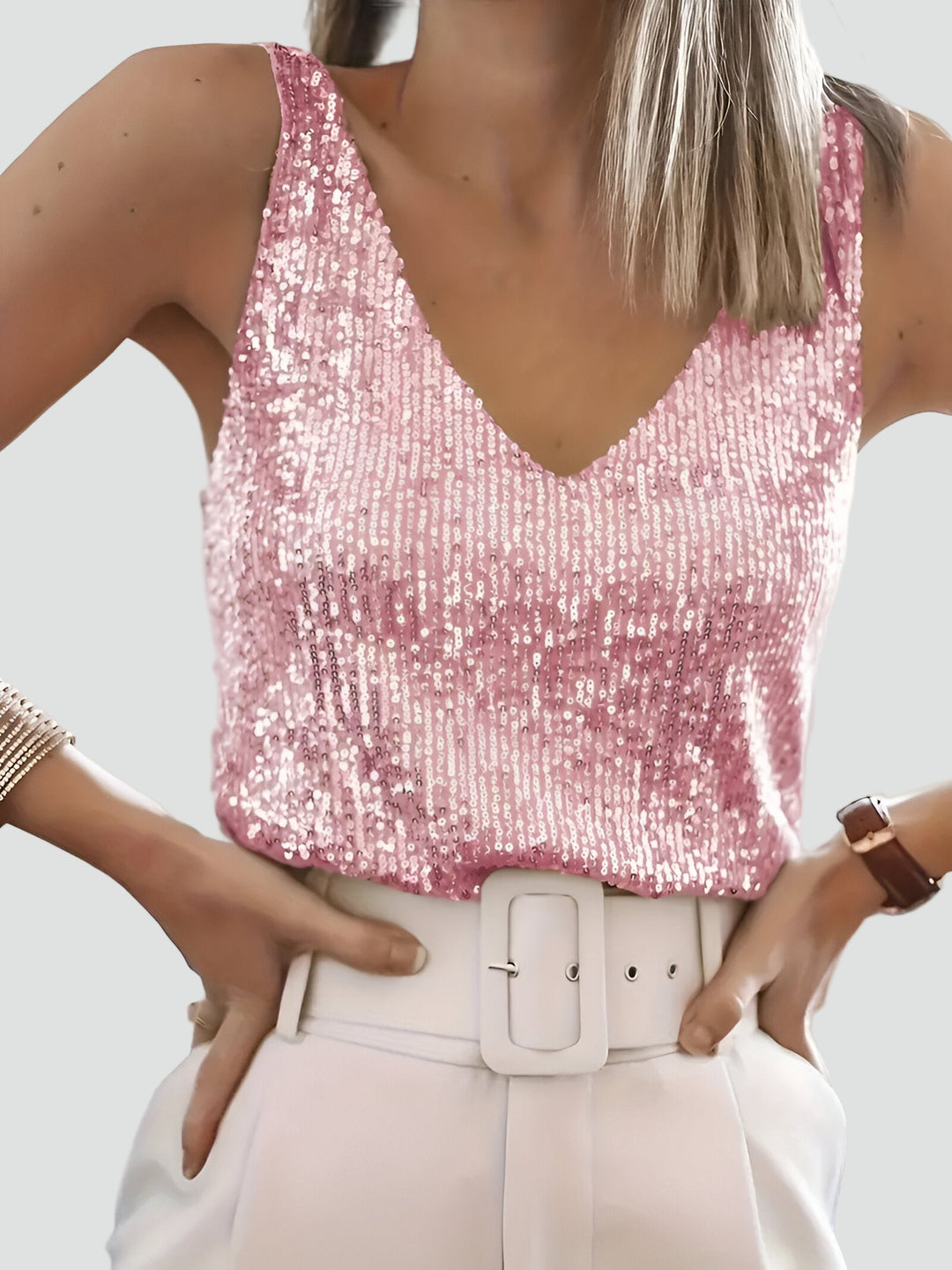 Brokatowy top damski na ramiączkach imprezowy