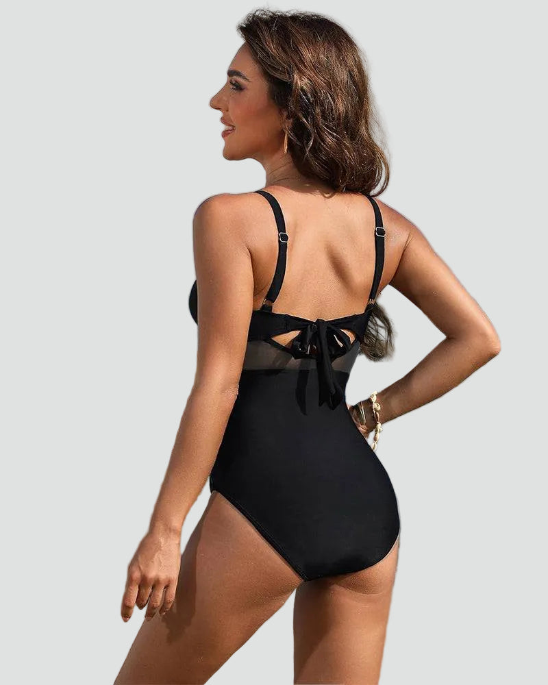 One-piece women's shaping swimsuit with mesh push-up