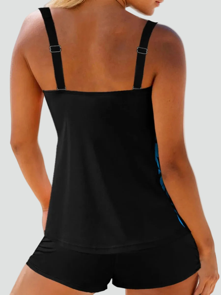 Elegancki modelujący damski tankini z kwiatowym wzorem