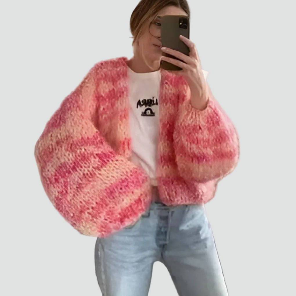 Cardigan femme rayé oversize et moelleux