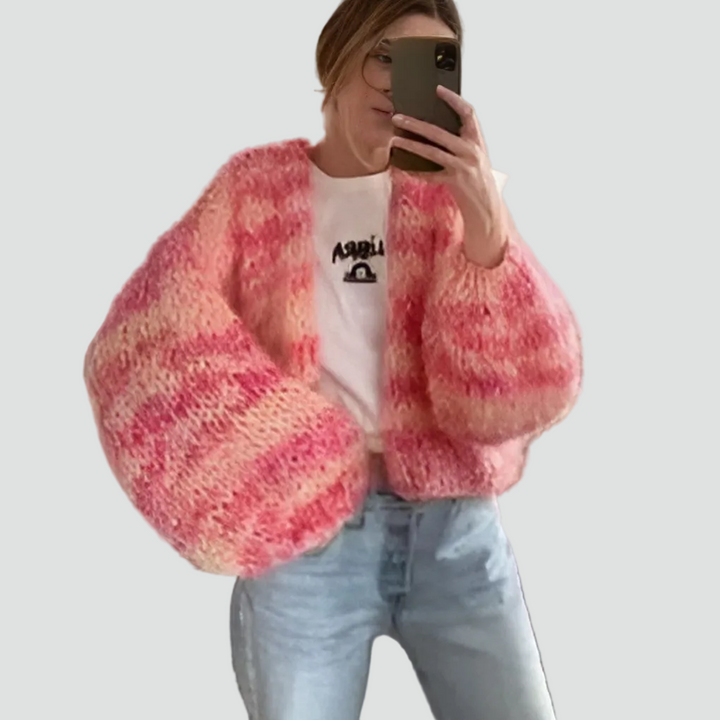 Cardigan femme rayé oversize et moelleux