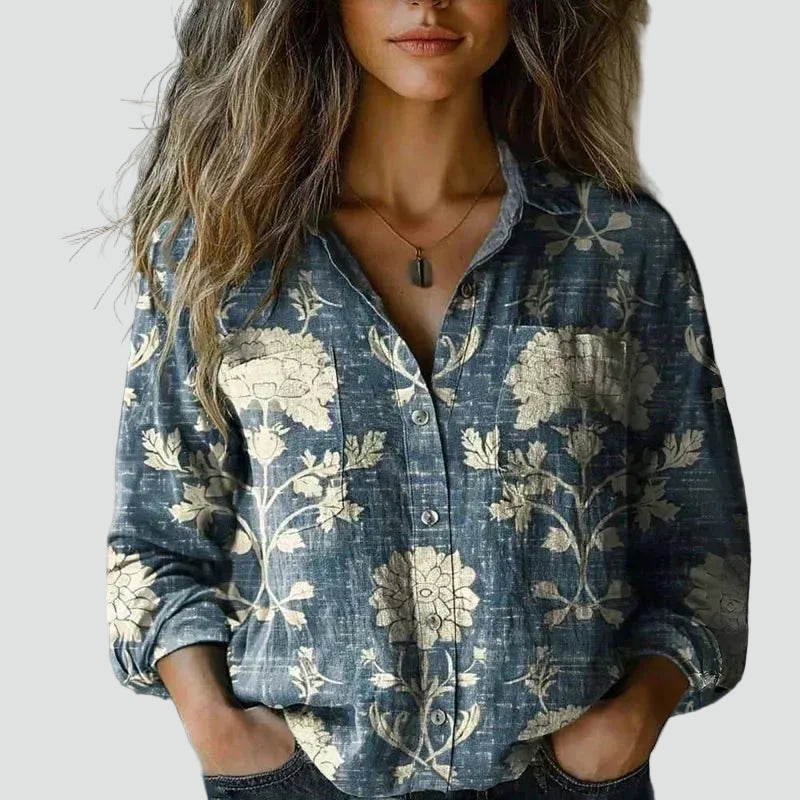 Bandana Print Shirt with Collar and Long Sleeves