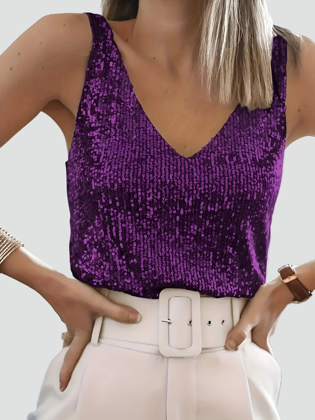 Brokatowy top damski na ramiączkach imprezowy