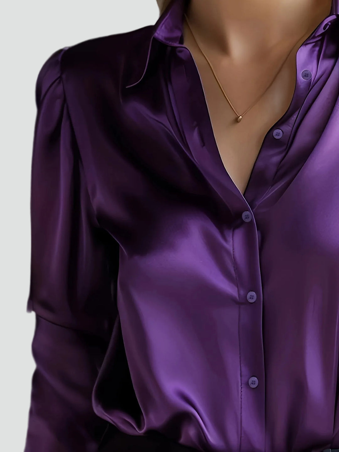 Klasyczna bluzka damska z efektem satyny z długim rękawem elegancka