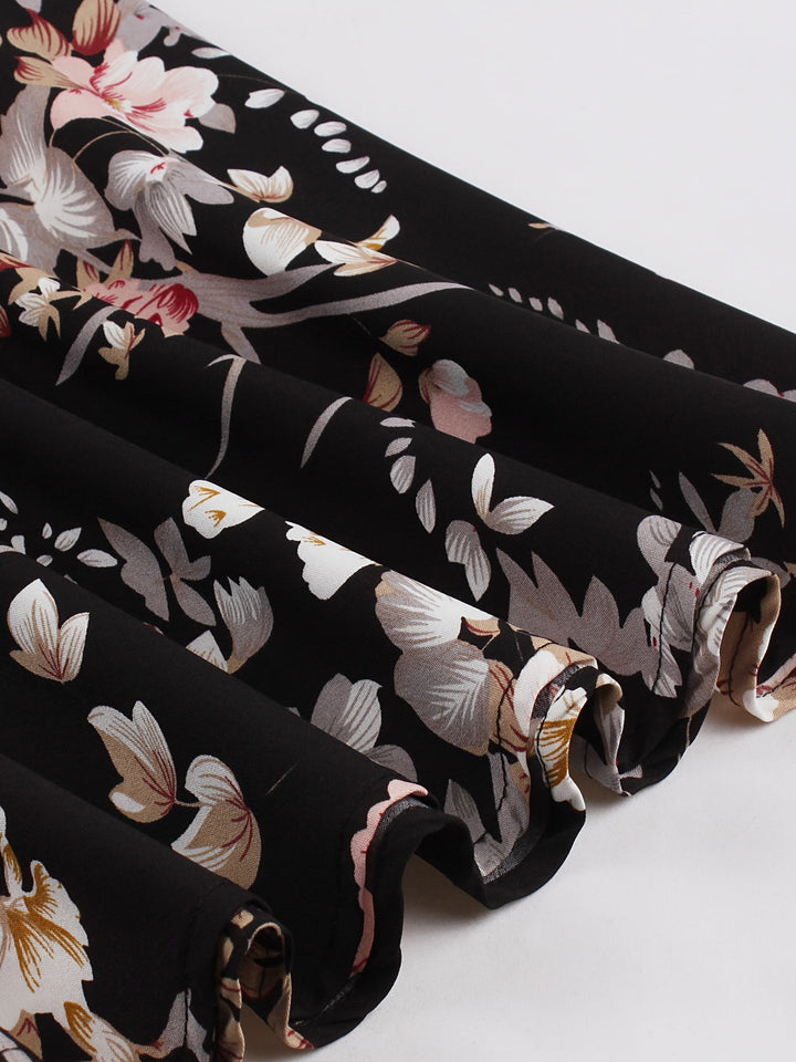 Romantyczna sukienka maxi party z paskiem i długim rękawem