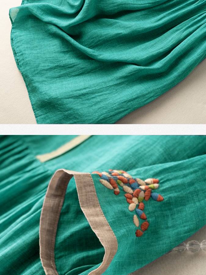 Zwiewna elegancka sukienka damska z haftem