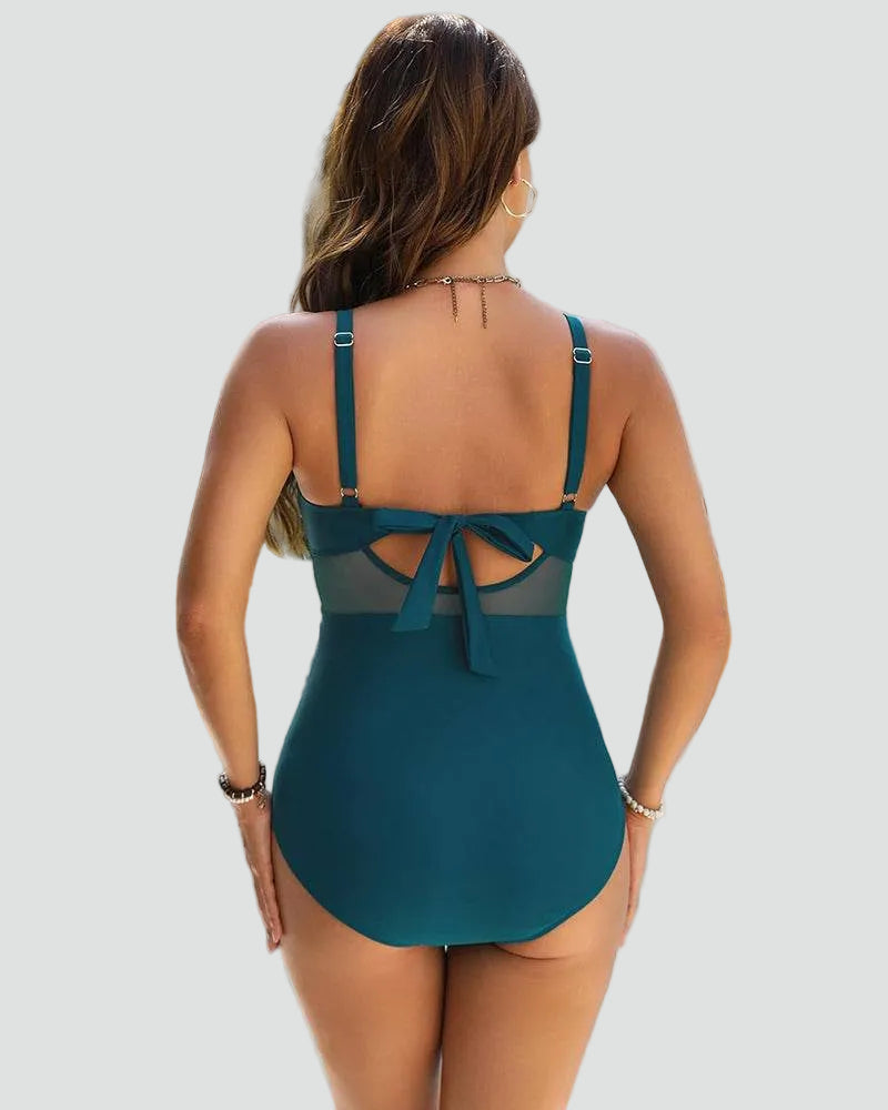 One-piece women's shaping swimsuit with mesh push-up
