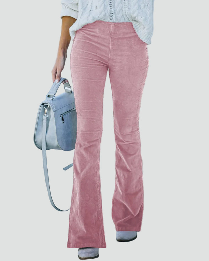 Damskie luźne sztruksowe spodnie dzwony o miękkiej strukturze