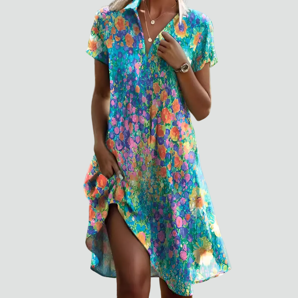 Robe midi fluide à pois avec une coupe décontractée