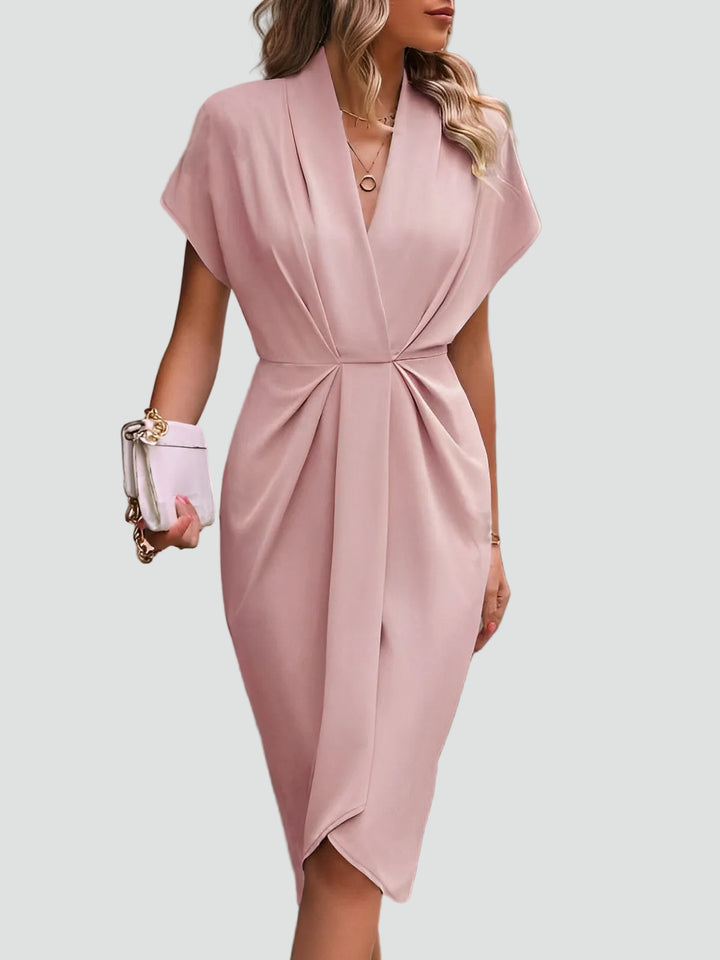 Elegant women's wrap midi cocktail dress