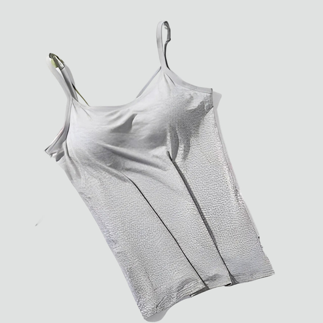 Wygodna damska bluzka na ramiączkach z wbudowanym biustonoszem