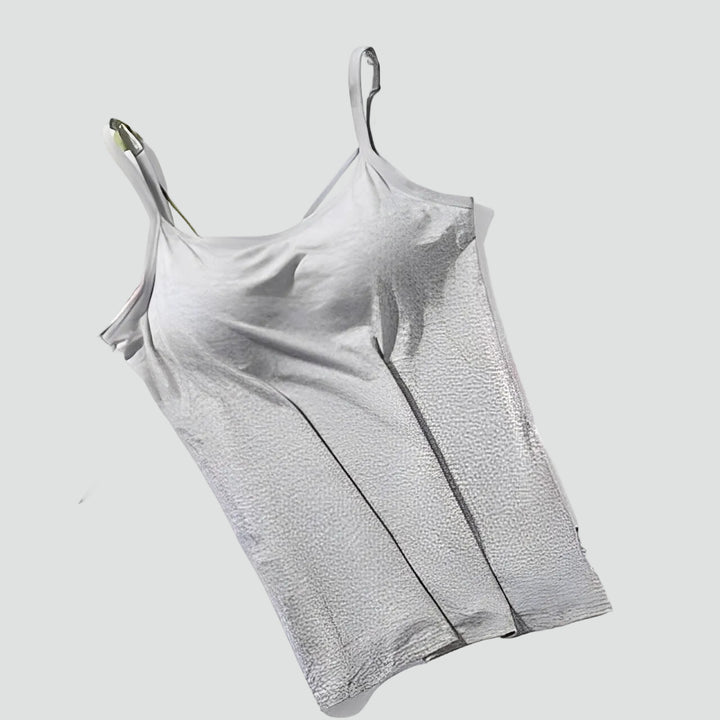 Wygodna damska bluzka na ramiączkach z wbudowanym biustonoszem