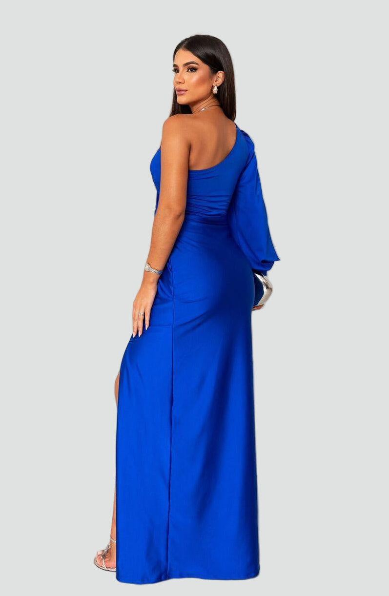 Elegancka sukienka wieczorowa maxi damska na jedno ramię