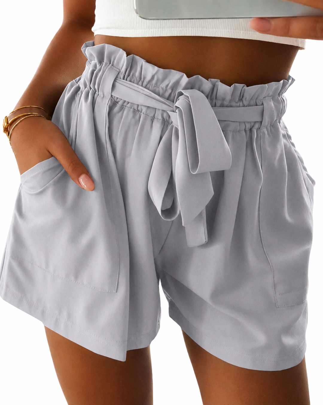 Elegante paperbag shorts met hoge taille en striksluiting