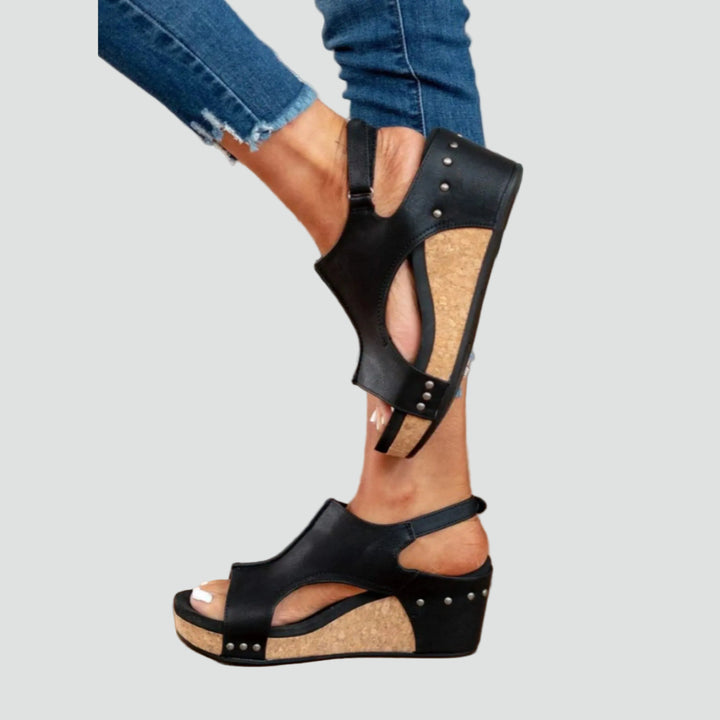Orthopedic wedge sandals with open toes